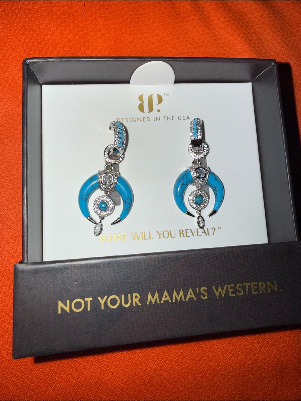 Not Your Mama's Western Turquoise Crescent Drop Earrings